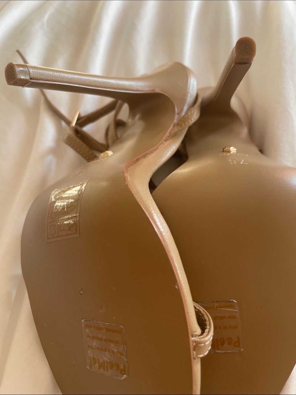 RAYE Brown Thin‑Strap Ankle Wrap nude Heels - Picture 6 of 14